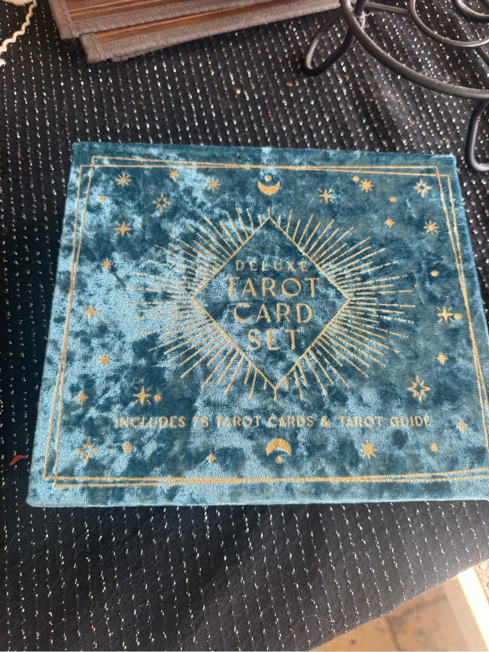 Luxe Velvet Tarot Display Mat in Teal with Gold Foil